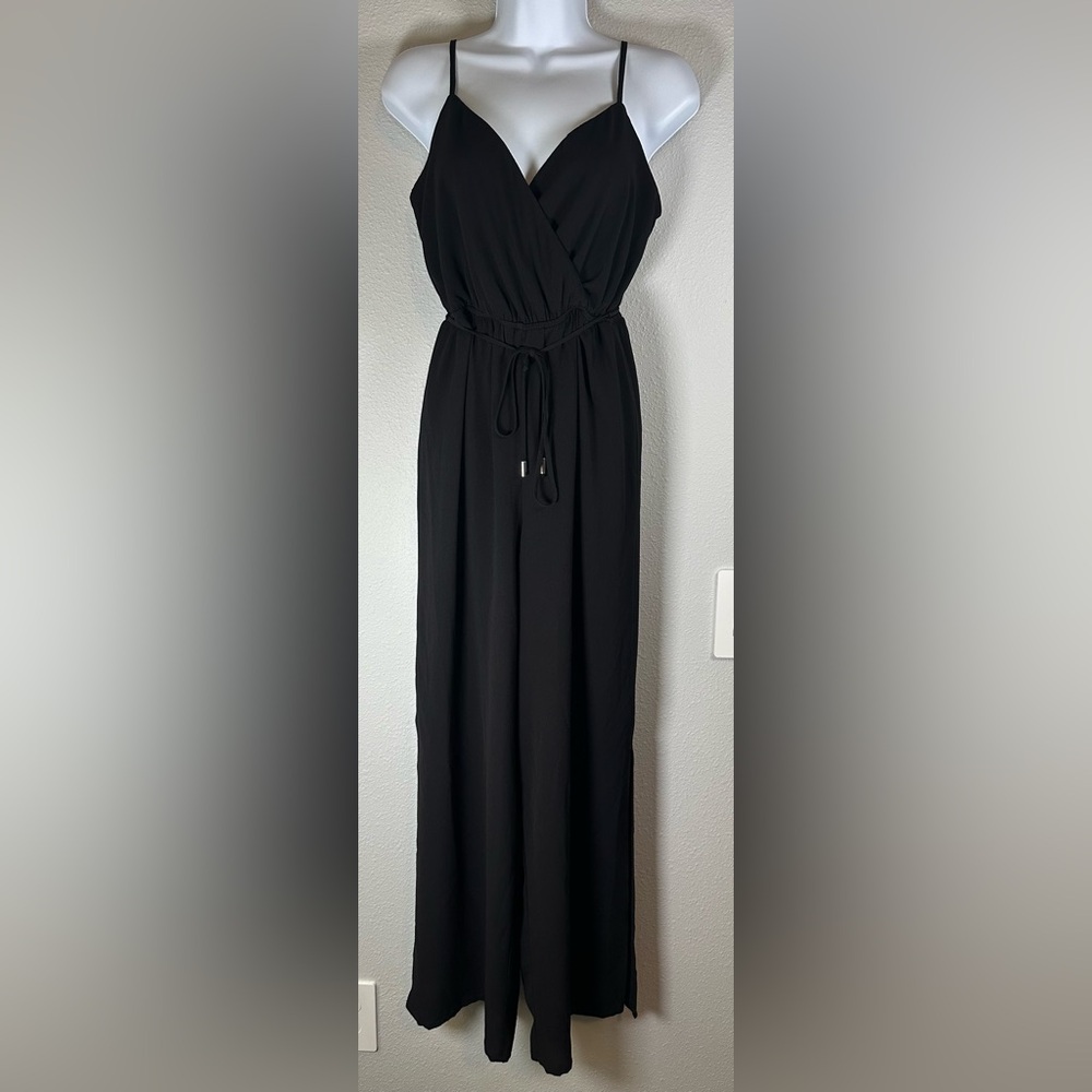 Lily Rose Black Wide Split Leg Jumpsuit Size XS